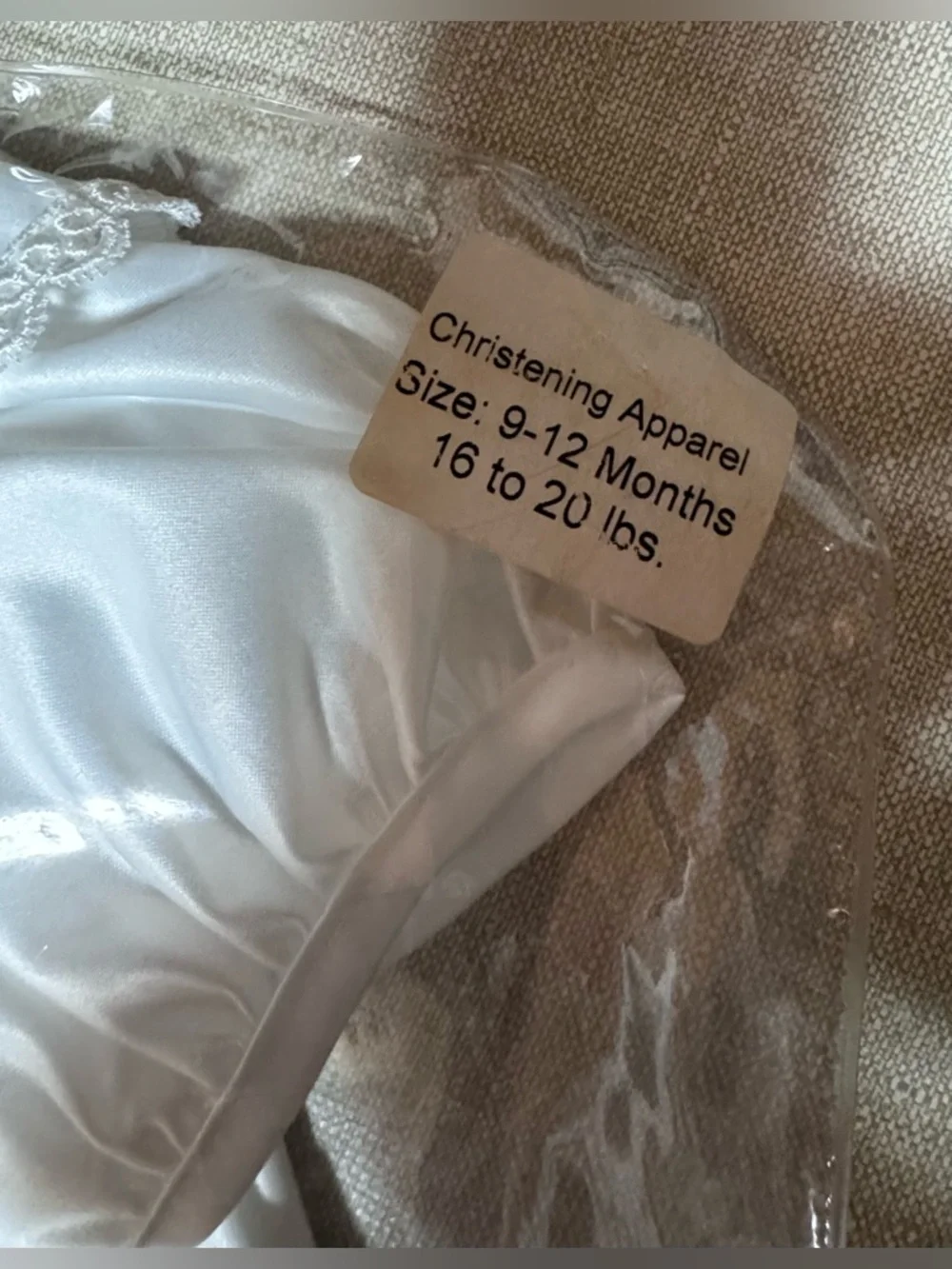 Vintage White satin baby christening gown and bonnet set